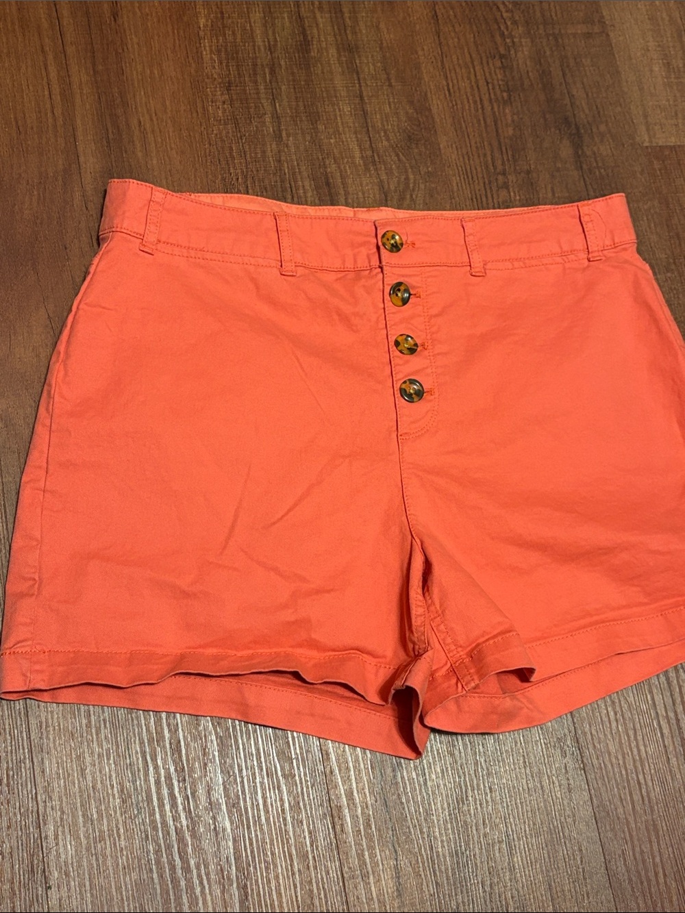 Old Navy High-Waist Button-Front Orange Shorts
